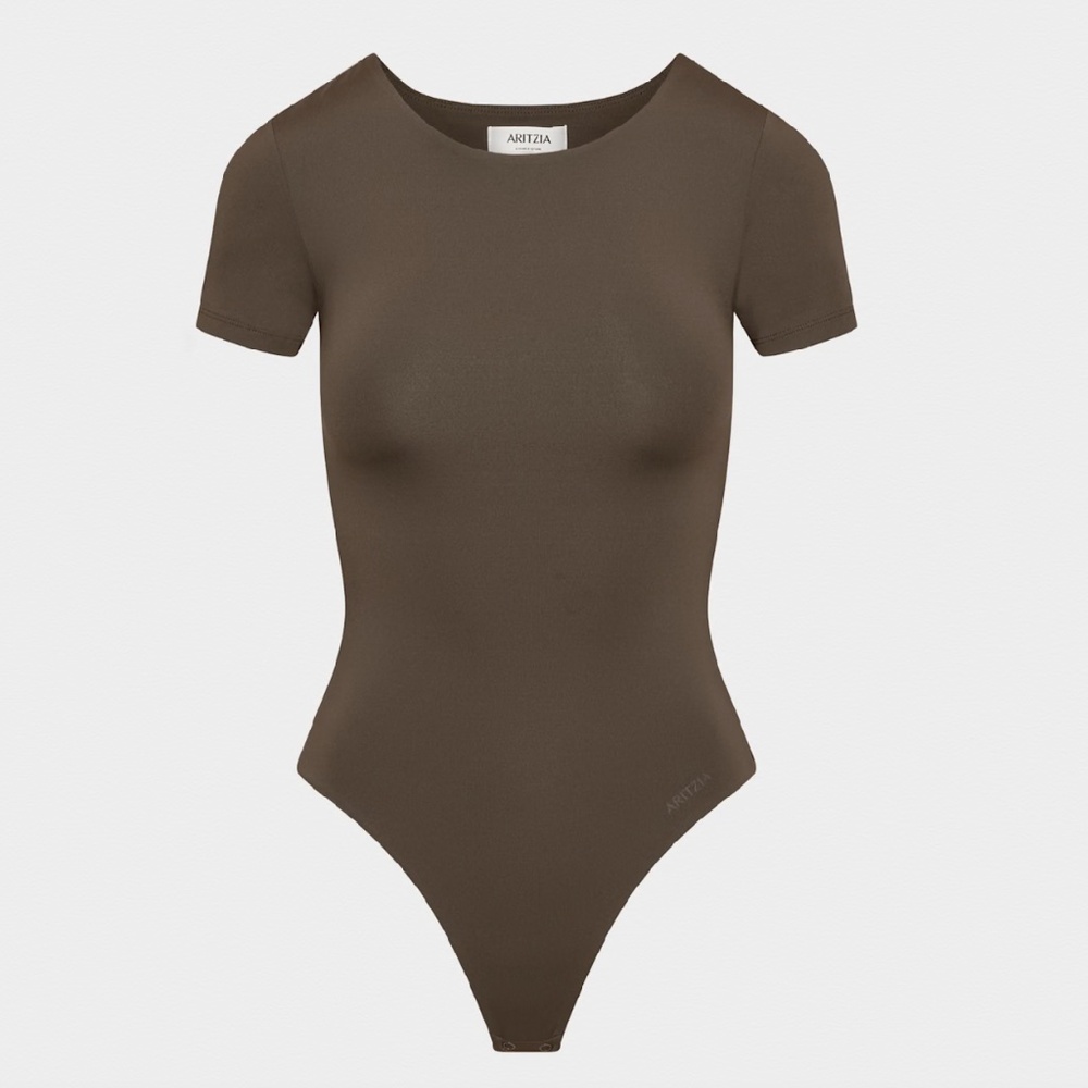 🫶Aritzia Babaton Rich Mocha Brown Women’s Crew Contour body suit